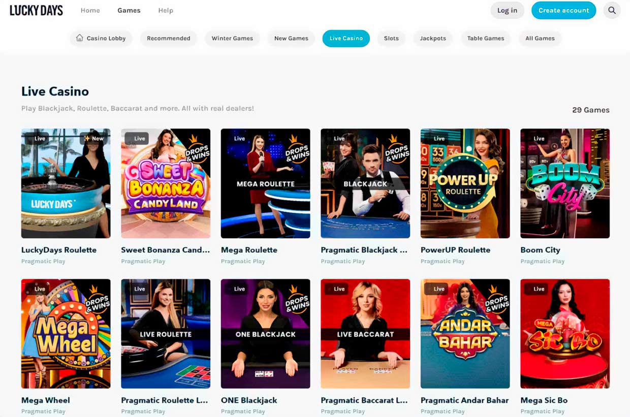 Lucky Days live casino games